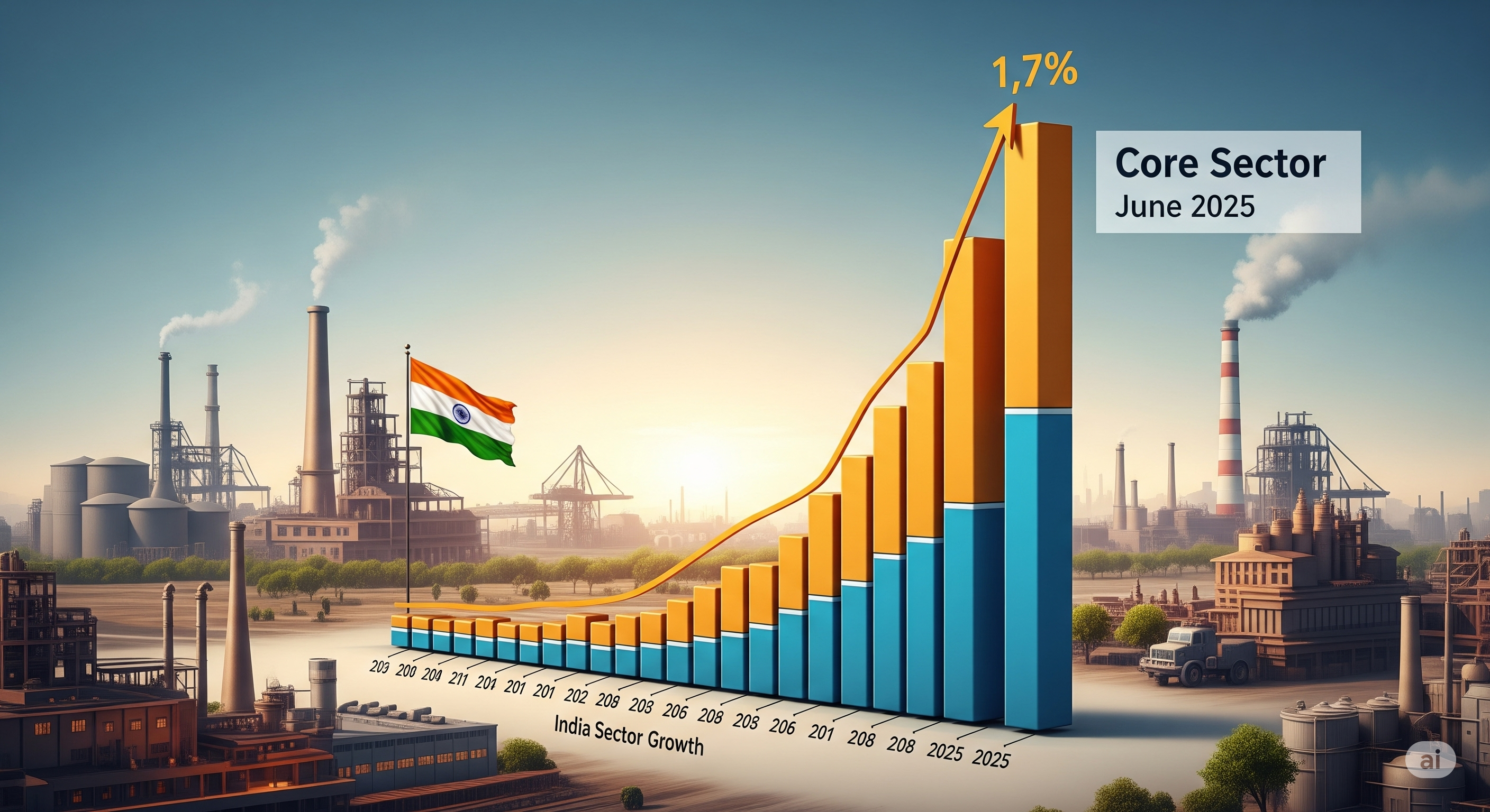 India's Core Sector Growth Hits 3-Month High of 1.7% in June 2025